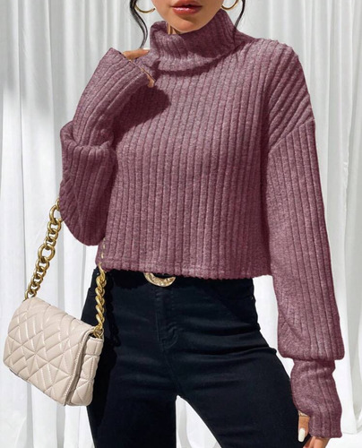 Sweater Cuello Alto Polera Shein Importado