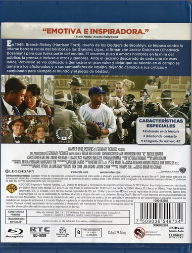 42 Verdadera Historia Leyenda Del Deporte Pelicula Blu-ray