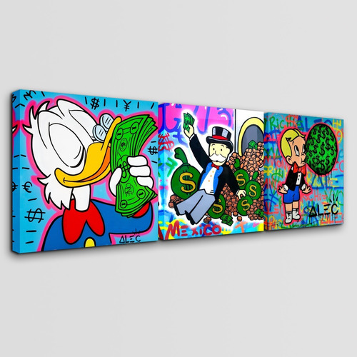 Set De 3 Cuadros Canvas Alec Monopoly