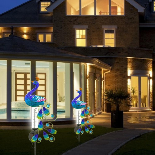 Luces Solares Para Exteriores Con Forma De Pavo Real, Indica