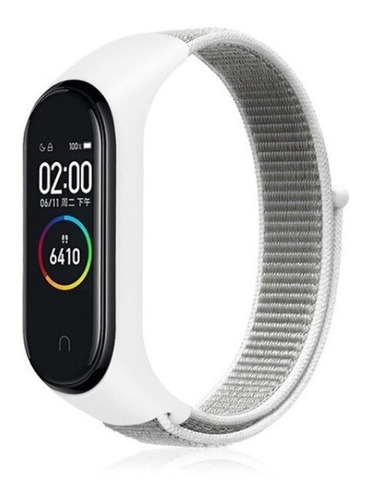 Pulseira Nylon Sport Loop Para Xiaomi Miband 3 / 4 - Branca