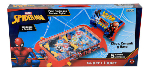 Flipper Spiderman Super Juego C/ Luz Sonido Marvel Ed