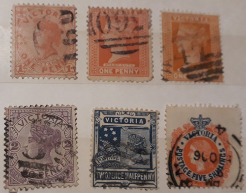Victoria Colonia Inglesa Lote De 6 Estampillas Antiguas