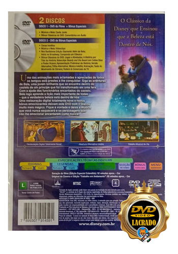 Dvd Desenho A Bela E A Fera - Disney - Original E Lacrado
