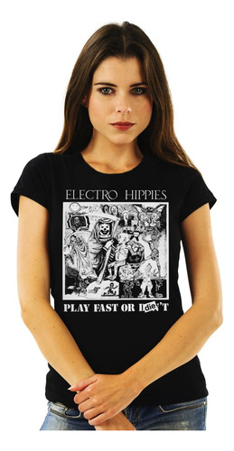 Polera Mujer Electro Hippies Play Fast Or Die Punk Impresión