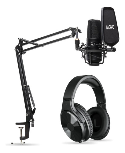 Paquete De Micrófono De Condensador Movo Xlr - Auriculares D