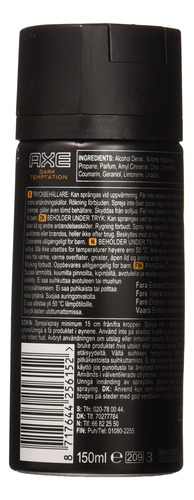 Desodorante Corporal En Aerosol Axe Dark Temptation, 150 Ml,