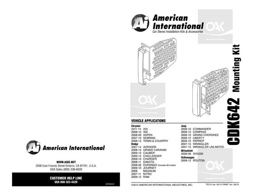 Imagen 6 de 7 de Kit Frente Adaptador Chrysler Dodge Jeep 07-16 Cdk642 2 Din