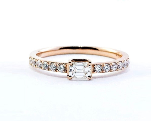 Anillo De Compromiso Con Diamantes En Oro Rosa 18k.