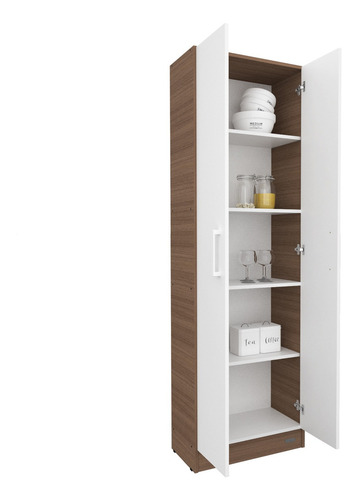 Despensero Organizador Mueble De Cocina Mosconi 1,80 Mts. Color Carvalho Mezzo Frente Blanco