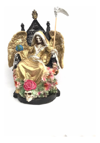 Figura Santa Muerte Con Alas Trono Preparada Atrae Suerte