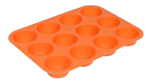 Molde Muffins Cupcakes Silicona Horno X12 Pettish Online Color Naranja