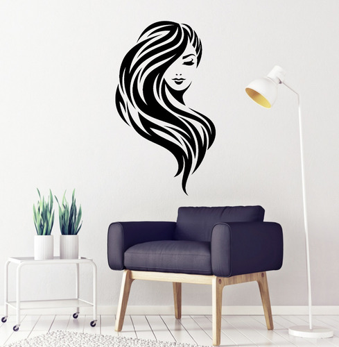 Adesivo Decorativo De Parede Salão De Beleza Cabelo Cor Preto