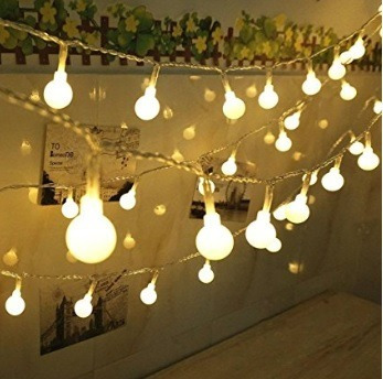 Guirnalda Led Bolitas Luz Calida Luces A Pilas Apta Exterior