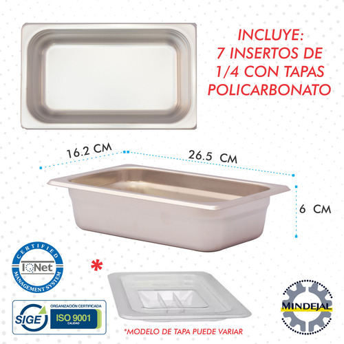 Mesa Para Pizzeria Con 7 Insertos Incluye Tapas Transparente Color 7 INSERTOS 1/4 EXTRUCTURA TUBO CUADRADO