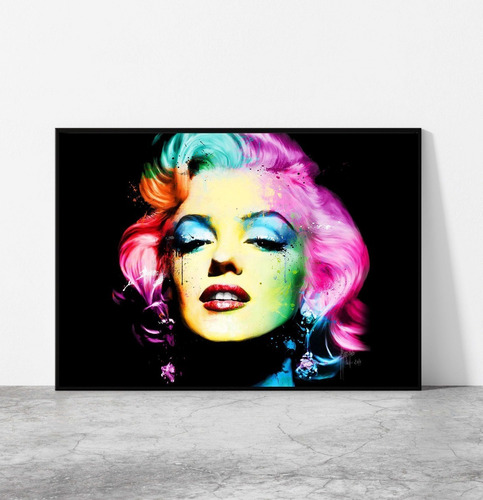 Cuadro 33x48cm Marilyn Monroe Colorida Marco Negro Fan Arte