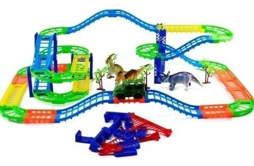 Pista Dino Dinossauro Track Car Infantil Radical 81pçs Cor Colorida