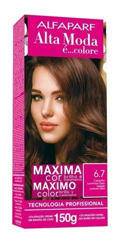 Kit Tintura Alfaparf  Alta moda é colore Pigmentos micronizados concentrados tom 6.7 castanho luminoso claro para cabelo