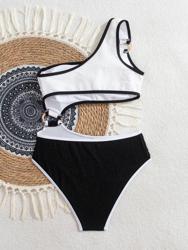 2025 Bikini De Una Pieza Con Bloques De Color Para Mujer