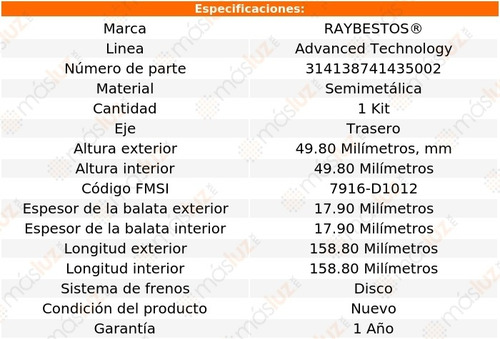 Balatas Semimetalicas Tra Ford F-150 04/12 Raybestos At