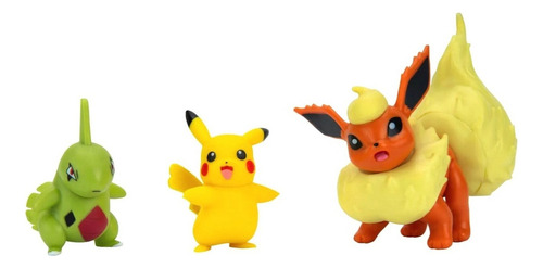 Figuras Pokemon Flareon - Larvitar Y Pikachu (3pack)