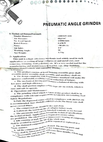Hymair Pulidora Esmeriladora Angular Neumática (Usado)
