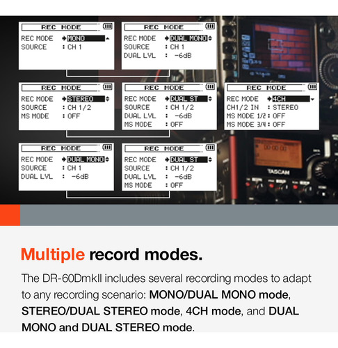 Grabador De Audio Portátil Tascam Dr-60dmkii De 4 Canales Pa
