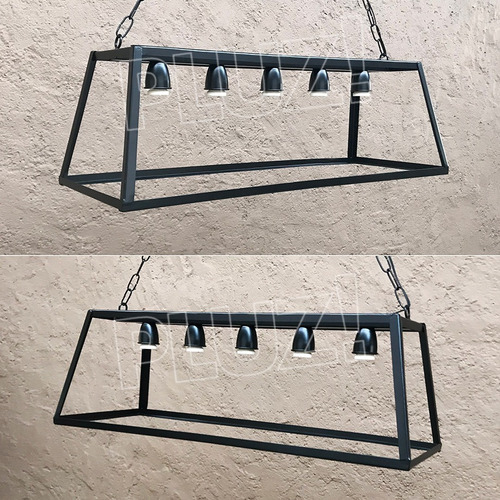 Imagen 3 de 10 de Lámpara Colgante Industrial Pirámide 5 L Hierro Negro Cuot