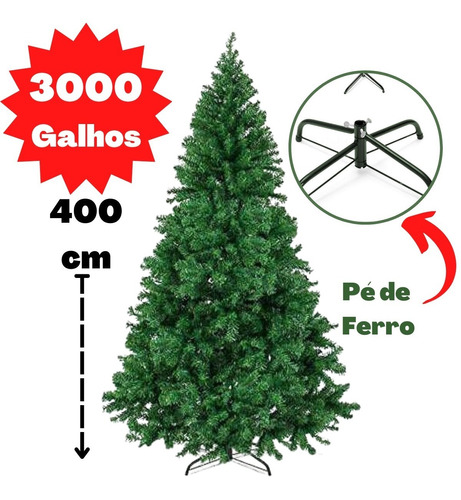 Árvore De Natal Pinheiro Cheia De 4 Metros Com 3000 Galhos | Parcelamento  sem juros