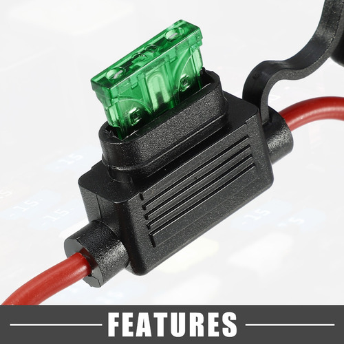 Portafusibles Fusibles Coche, 30 A, 12 Awg, Resistente Al Ag