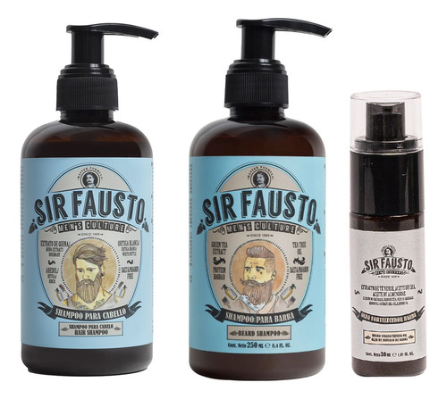 Sir Fausto - Shampoo Barba + Cabello + Oleo Fortalecedor