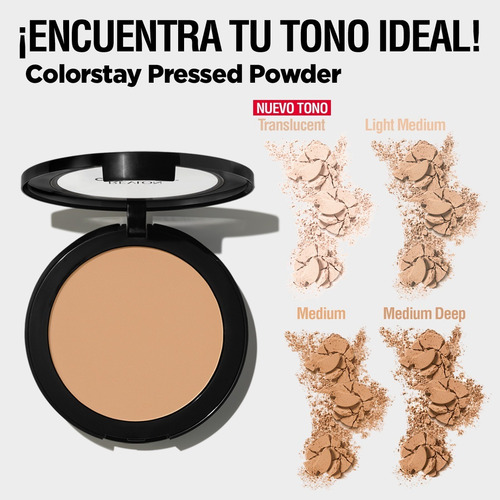Imagen 6 de 6 de Polvo Compacto Revlon Colorstay Pressed Powder Medium Deep