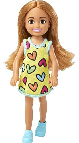 Barbie Muñeca Chelsea Vestido Amarillo De Corazones