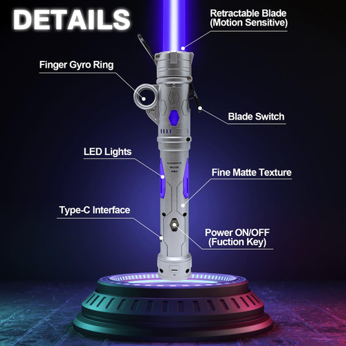 Gianby Sable De Luz Para Niños Juego De Espadas Led De Doble Plateado
