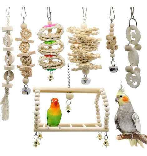 Juego De Juguetes Para Pájaros Loro Columpio Jaula Accesorio