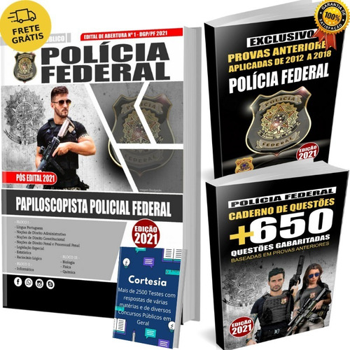 Kit Apostila Polícia Federal Papiloscopista + Testes Grátis