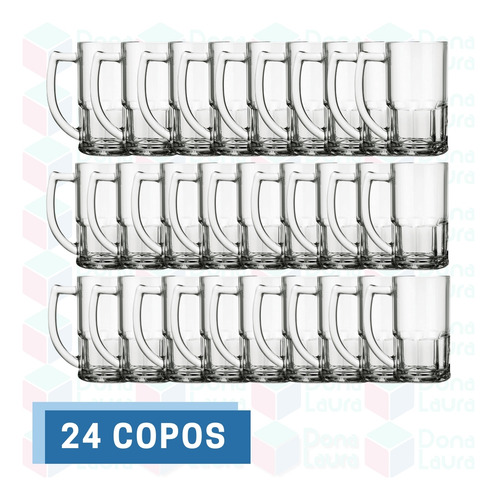 Kit Canecas Linha Vitamina Vidro 320ml Cerveja Bebidas 24 Un