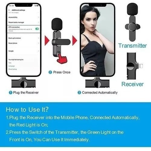 Microfono Inalambrico Para iPhone Microfono Lavalier Celular