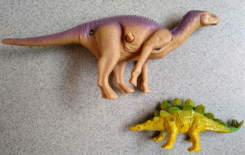 2 Dinosaurios Tiranosaurio Rex Camina Cuerda Y Stegosaurus 