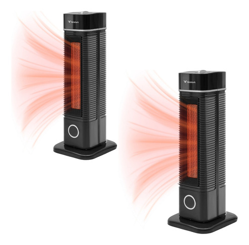 Kit Set 2 Calentadores Calefactor Oscilatorio 60° Torre Color Negro