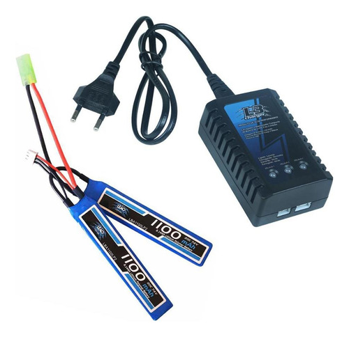 Carregador Lipo L3 Airsoft Bivolt + Bateria Lipoly 1100mah