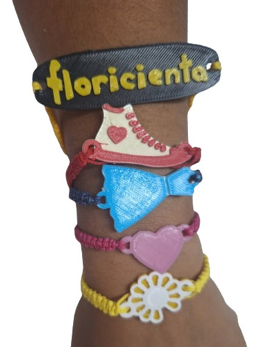 Pulseras Floricienta, Macrame Y Dije 3d