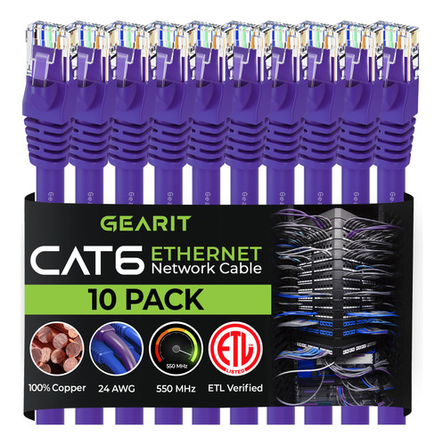 Gearit Cable Ethernet Cat 6 De 5 Pies (paquete De 10) - Cabl