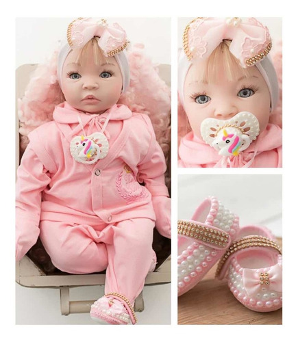 Tipo Boneca Bebê Baby Real Reborn Realista 16 Itens+ Brinde