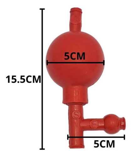Succionador De Pipetas 3 Vías Bulbo De Hule Rojo