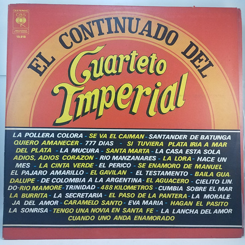 Continuado Del Cuarteto Imperial Vinilo Lp Ex