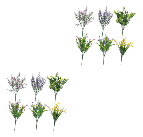 12 Piezas De Flores Artificiales Bouquet Faux Para Centro De