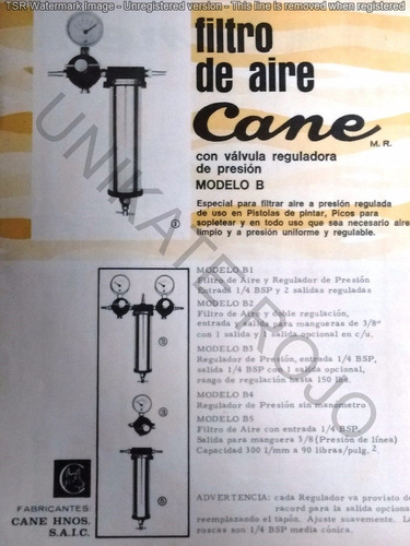 Antiguo Catálogo Cane Filtro Aire Válvula Reguladora Presión