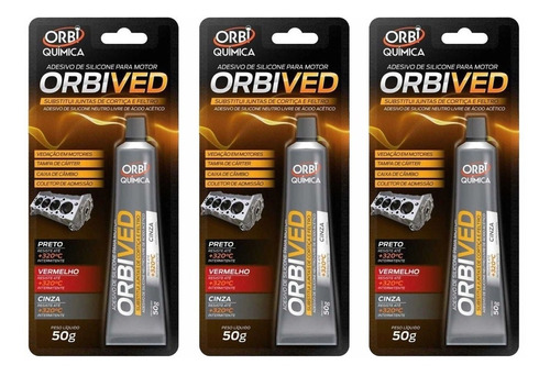 Kit 3 Cola Orbived Selante Para Motor Cinza 50g