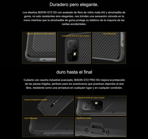 Bison Gt2 Pro 5g - Celular Resistente / Ram 8 Gb, Rom 256 Gb